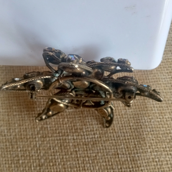 Regency Signed VTG Citrine AB Colored Crystal Rhinestones Star Flower Brooch - Picture 13 of 13